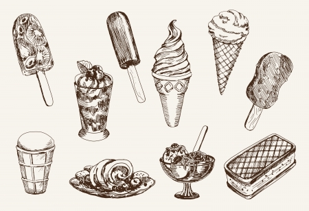 ice cream: ice-cream tập các bản phác thảo vector