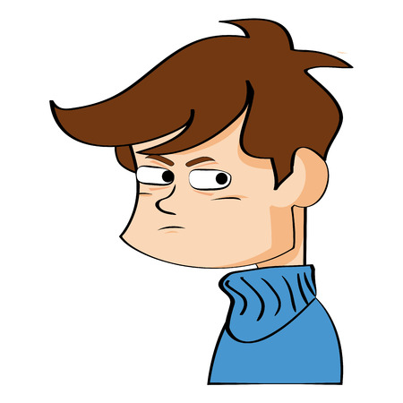 A sad boy on a white background