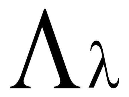 Uppercase and lowercase greek alphabet letter lambda Фото со стока