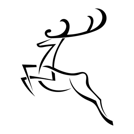 silhouette of deer with large antlers isolated on white background vector illustration - Christmas Images Black And White silhouette of deer with large antlers isolated on white background vector illustration - Christmas Images Black And White