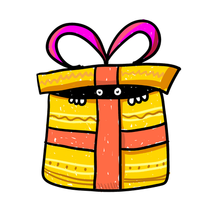 変な漫画クリーチャーや動物のキャラクターの目 靴箱の中から探していると非表示のイラスト のイラスト素材 ベクタ Image