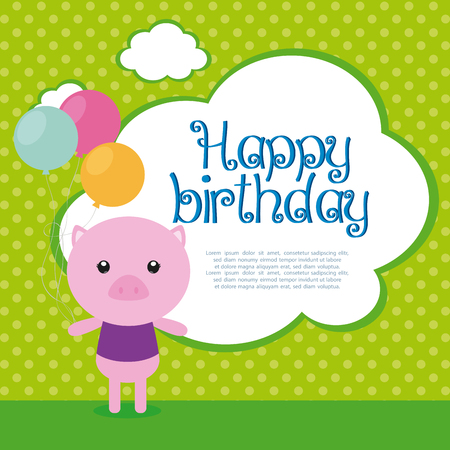 織り目加工の背景に風船で分離のかわいい羊のイラスト素材 ベクタ Image