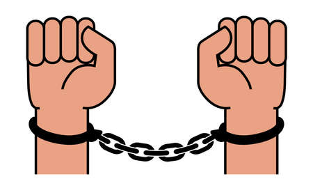 犯罪者の手に手錠 犯罪 汚職 逮捕の概念 ベクトルのイラスト のイラスト素材 ベクタ Image
