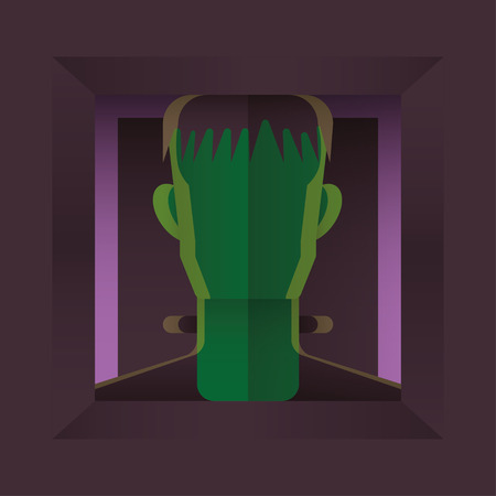 怖いハロウィーンの文字 フランケンシュタインの怪物 フラット スタイル のイラスト素材 ベクタ Image