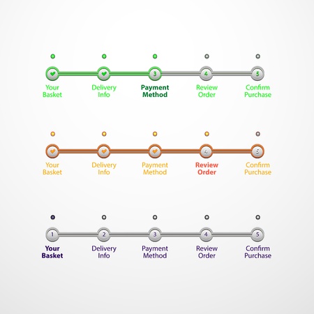 一連の単純なステップで進行状況バーのベクトル Ui 要素ステップ バイ ステップの進行状況 Eps 10 セット のイラスト素材 ベクタ Image 20879197