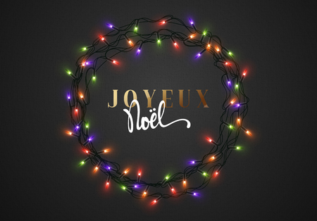 merry christmas french inscription joyeux noel christmas background black color with realistic garlands - Merry Christmas French merry christmas french inscription joyeux noel christmas background black color with realistic garlands - Merry Christmas French