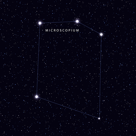 星や星座の名前を持つ空の地図 天文学のシンボル コンスタレーションけんびきょう座のイラスト素材 ベクタ Image 星や星座の名前を持つ空の地図 天文学のシンボル コンスタレーションけんびきょう座のイラスト素材 ベクタ Image