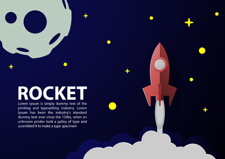 宇宙ロケットは月のコンセプトベクトルイラストに移動のイラスト素材 ベクタ Image