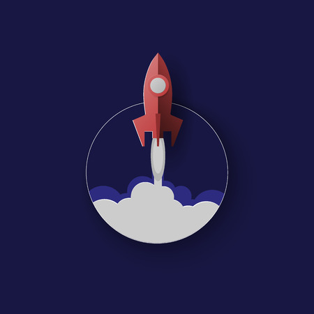 宇宙ロケットは月のコンセプトベクトルイラストに移動のイラスト素材 ベクタ Image