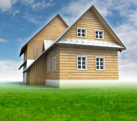 古い山小屋白背景イラストに草 の写真素材 画像素材 Image