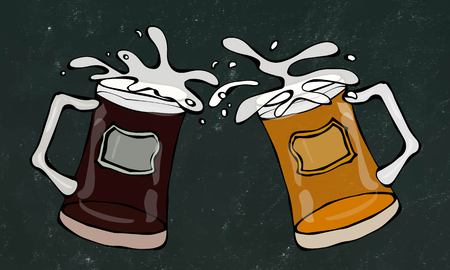 光と闇のビールとビール ジョッキを 2 つ スプラッシュのチャリンという音します 黒い黒板背景上に分離 リアルな落書き漫画スタイル手描きスケッチ ベクトル イラスト のイラスト素材 ベクタ Image 光と闇のビールとビール ジョッキを 2 つ スプラッシュのチャリンという音します 黒い黒板背景上に分離 リアルな落書き漫画スタイル手描きスケッチ ベクトル イラスト のイラスト素材 ベクタ Image
