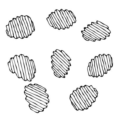 ベクターの手描き下ろしスナックやジャンク フードの図 ポテトチップス ビンテージ スタイルのスケッチ のイラスト素材 ベクタ Image
