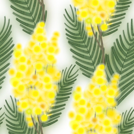 wallpaper International Women s Day: Seamless Spring Pattern with Sprig of Mimosa. Hình minh hoạ