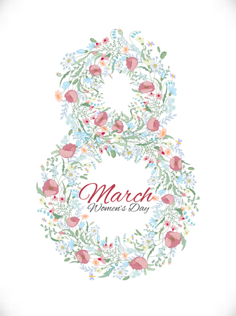 wallpaper International Women s Day: Number eight 8 of flowers. Sketch element for international womens day. vector illustration