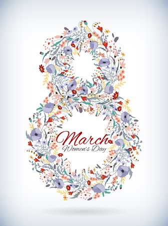 wallpaper International Women s Day: Number eight 8 of flowers. Sketch element for international womens day. vector illustration