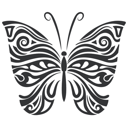 Black And White Butterfly Floral Shape Vector Illustration