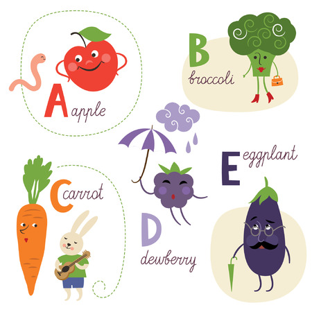 英語のアルファベットの果物と野菜 のイラスト素材 ベクタ Image