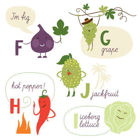 英語のアルファベットの果物と野菜 のイラスト素材 ベクタ Image