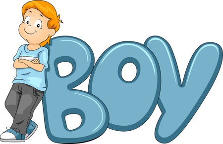 Illustration of a Kid Posing Beside the Word Boy