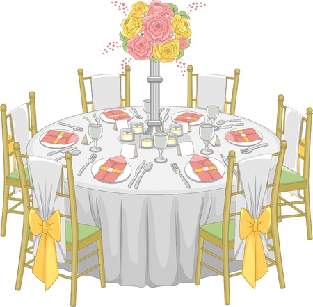 Illustration Of A Formal Table Set Up At Reception Hall Illustration Of A Formal Table Set Up At Reception Hall