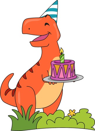 Illustration Dote D Un T Rex Bonne Tenue D Un Gateau D Anniversaire Clip Art Libres De Droits Svg Vecteurs Et Illustration Image