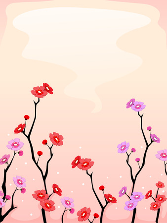 Peach flower: Background Illustration Featuring Cherry Blossoms in Full Bloom