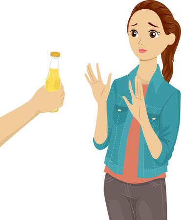 彼女に提供されているタバコを拒否した 10 代の少女のイラスト の写真素材 画像素材 Image