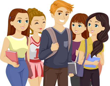 女の子に囲まれて人気のある 10 代の男のイラスト の写真素材 画像素材 Image 女の子に囲まれて人気のある 10 代の男のイラスト の写真素材 画像素材 Image