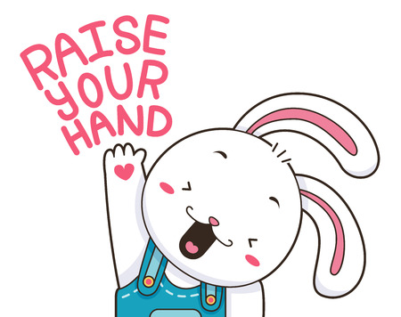 Illustration Of A Cute And Happy Bunny Raising Its Paw Illustration Of A Cute And Happy Bunny Raising Its Paw