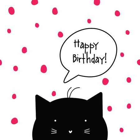 誕生日カード 猫のキャラクター テンプレートです グラフィック デザイン要素 のイラスト素材 ベクタ Image 誕生日カード 猫のキャラクター テンプレートです グラフィック デザイン要素 のイラスト素材 ベクタ Image