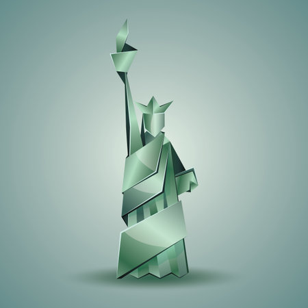 抽象的な折り紙自由の女神像の図 ニューヨークで金ベクトル多角形の像 金属折り紙独立記念日の背景 のイラスト素材 ベクタ Image 抽象的な折り紙自由の女神像の図 ニューヨークで金ベクトル多角形の像 金属折り紙独立記念日の背景 のイラスト素材 ベクタ Image