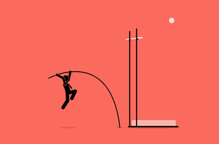Businessman doing pole vault. vector artwork depicts career, challenge, goal, mission, ambition, and mission. Stock Photo