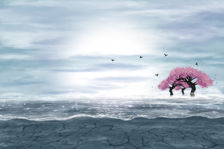 ベクターファンタジー風景ブルーとグレーの色で 砂漠 花木の水 デジタル アート の写真素材 画像素材 Image ベクターファンタジー風景ブルーとグレーの色で 砂漠 花木の水 デジタル アート の写真素材 画像素材 Image