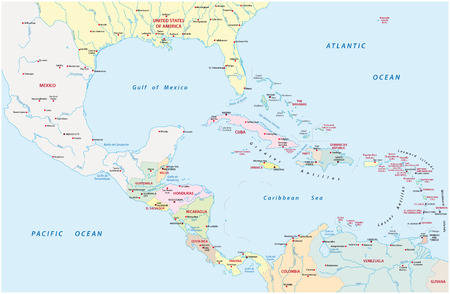 アメリカの中央とカリブ海の地図のイラスト素材 ベクタ Image