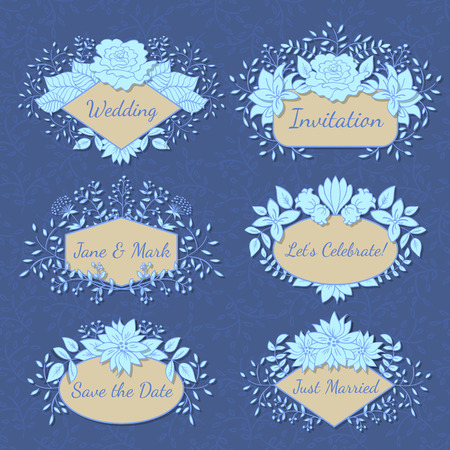 vector floral frame collection set of doodle hand drawn labels