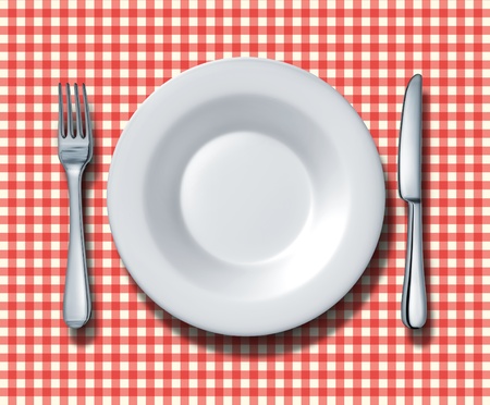 Family Restaurant Place Setting With A Classic Red And White.. Stock ... Family Restaurant Place Setting With A Classic Red And White.. Stock ...