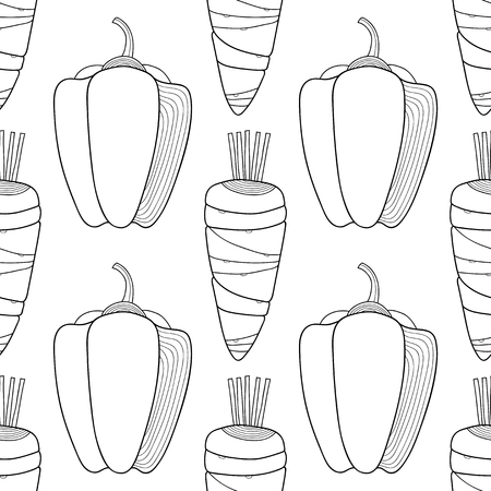 レモンのスライス手描きの果物とシームレスなパターン 塗り絵用の白黒イラスト のイラスト素材 ベクタ Image