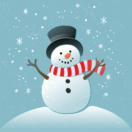 Christmas background with snowman and snowflakes. New year illustration. - 47046464