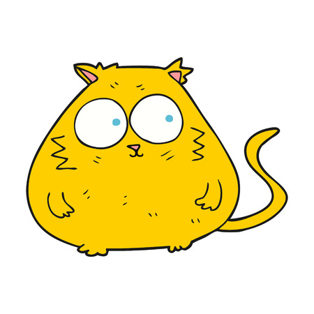freehand drawn cartoon fat cat Vector Illustration
