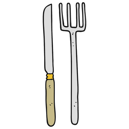 Freihand Gezeichnete Schwarze Und Weisse Cartoon Messer Und Gabel Lizenzfrei Nutzbare Vektorgrafiken Clip Arts Illustrationen Image