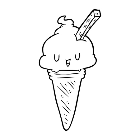 アイスクリームのかわいい線画 のイラスト素材 ベクタ Image アイスクリームのかわいい線画 のイラスト素材 ベクタ Image