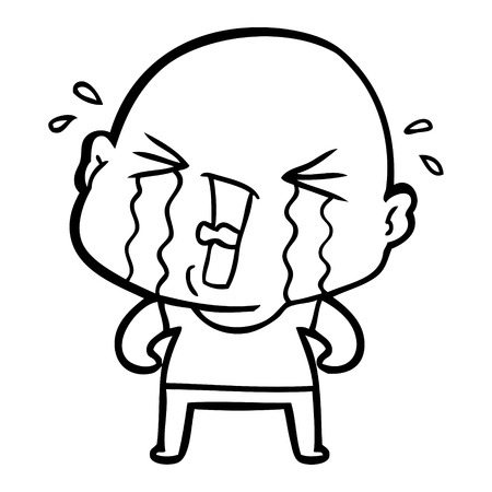 cartoon crying bald man