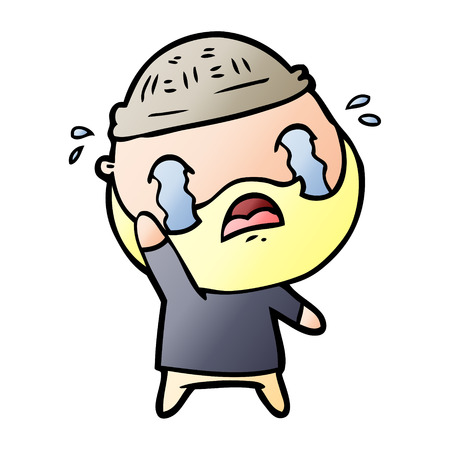 白い背景にイラストを振る漫画の泣いている男 のイラスト素材 ベクタ Image