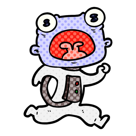 ベクターイラストを逃げる漫画奇妙なエイリアン のイラスト素材 ベクタ Image