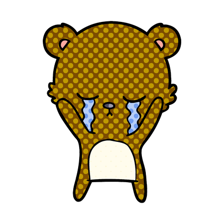 白い背景に泣くクマの漫画のキャラクターイラスト のイラスト素材 ベクタ Image