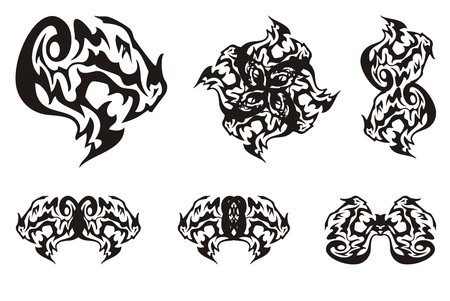 Schwarze Drachenkopfsymbole In Der Stammes Art Spitzer Drachenkopf Symbole Fur Eine Tatowierung Vinyl Schneiden Und Andere Lizenzfrei Nutzbare Vektorgrafiken Clip Arts Illustrationen Image 88539490