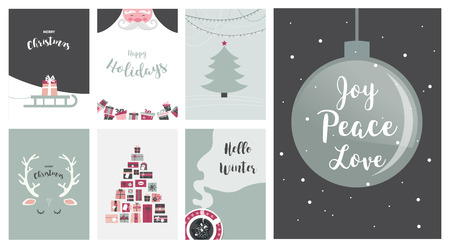 illustration merry christmas cards illustrations and icons lettering design collection no 7 - No Photo Christmas Cards illustration merry christmas cards illustrations and icons lettering design collection no 7 - No Photo Christmas Cards
