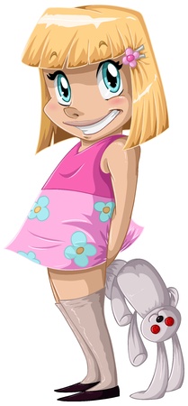 彼女の後ろのうさぎのぬいぐるみ人形を保持していると笑みを浮かべてピンクのドレスで小さな女の子のベクトル イラスト のイラスト素材 ベクタ Image 彼女の後ろのうさぎのぬいぐるみ人形を保持していると笑みを浮かべてピンクのドレスで小さな女の子のベクトル イラスト のイラスト素材 ベクタ Image