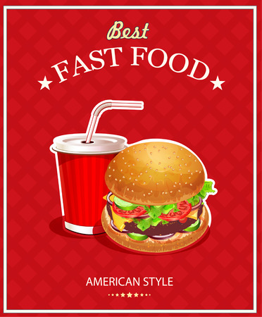 ハンバーガー アメリカの伝統的なビンテージ スタイルのポスター のイラスト素材 ベクタ Image ハンバーガー アメリカの伝統的なビンテージ スタイルのポスター のイラスト素材 ベクタ Image