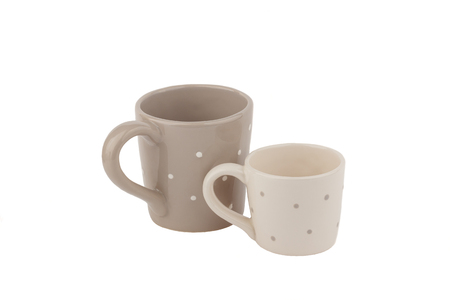 Ceramic cups for coffee or tea on the white background
